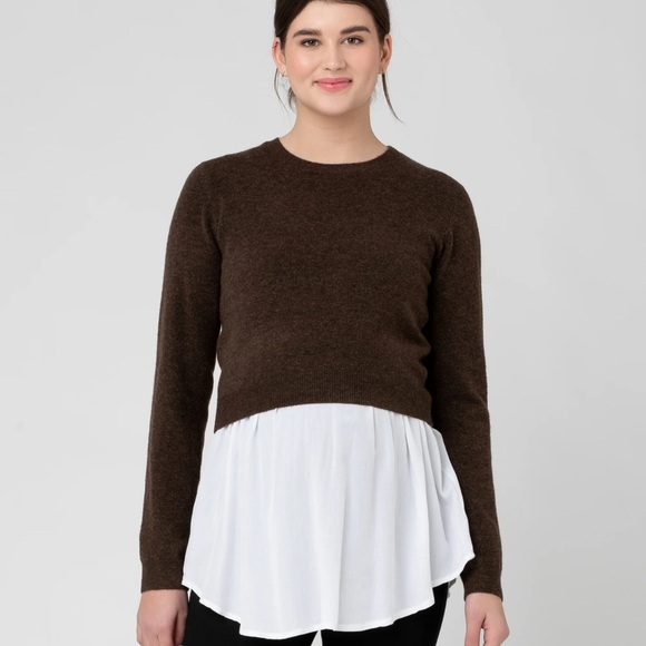 Ripe Sandy Detatchable Nursing/Maternity KnitChocolate and White Layered Sweater - Picture 2 of 15